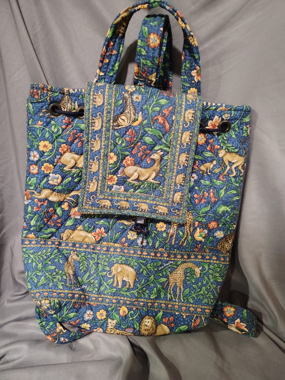 Vera Bradley Quilted Blue Floral & Jungle Print Tote Bag